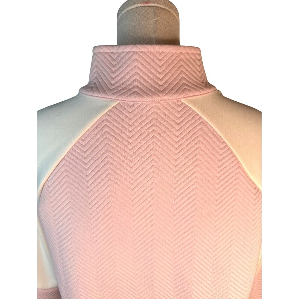Talbots Medium Quilted M Colorblock Half-Zip Pink Black Pullover Sweater - Picture 8 of 14